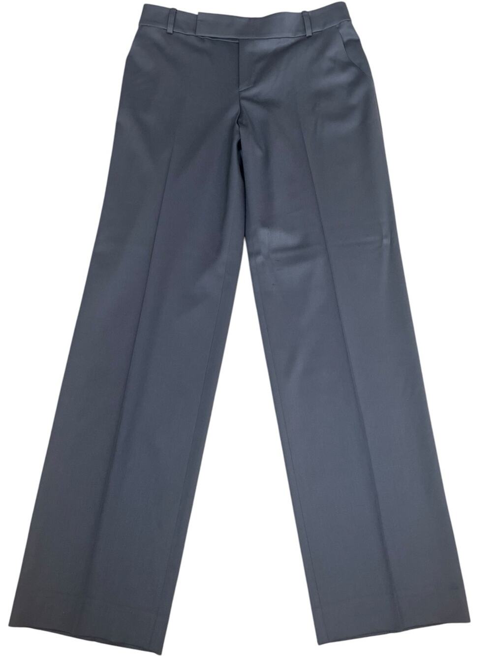 St. John Tailored Wide Leg Trousers Womens 12 Dark Grey Sateen Quiet Luxury